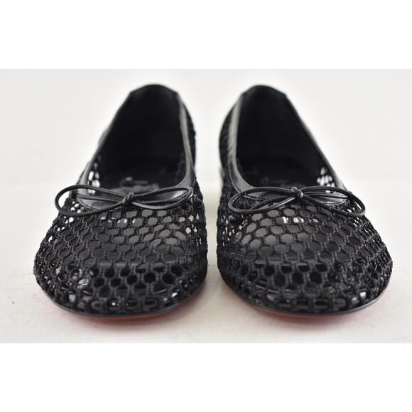 Christian Louboutin Sweetie Jane Mesh Flat Black Patent Ballet Ballerina 37 - Picture 15 of 16